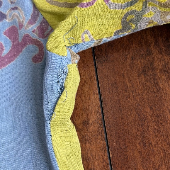 Soft Surroundings Womens M Carnival Batik Topper Tunic Blue Green Boho FLAWS* - Picture 10 of 12